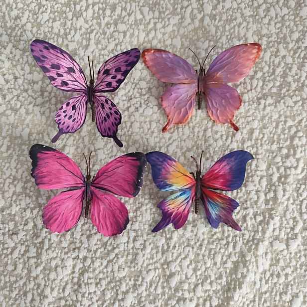 TEMU 4 ks Živé Umělé Motýly – 11,5 cm Barevné Květinové Dekorace, DIY Kytice, Ozdoby na Promoci a Boho Styl Domácí Doplňky, Motýlí Výzdoba