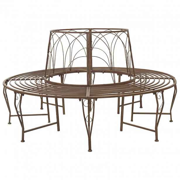 vidaXL Stromová lavička 8 -místná Ø 160 x 89 cm steel Antik hnědá