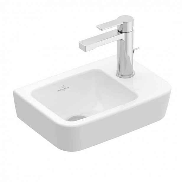 Villeroy & Boch O.novo - Umývátko Compact 36x25 cm, bez přepadu, 1 otvor pro baterii vpravo, alpská bílá 43433701