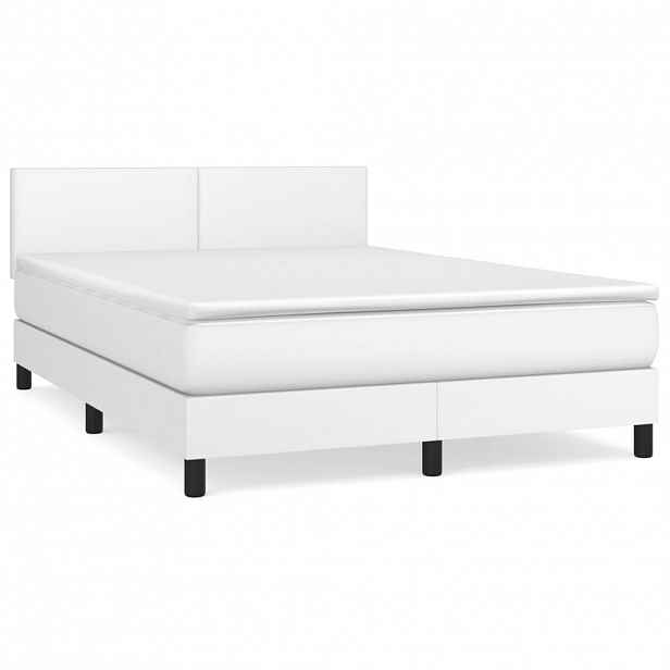 vidaXL Box spring postel s matrací bílá 140x200 cm umělá kůže
