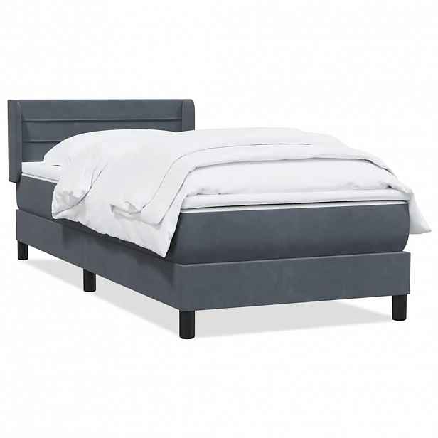 vidaXL Box spring postel s matrací tmavě šedá 80x210 cm samet