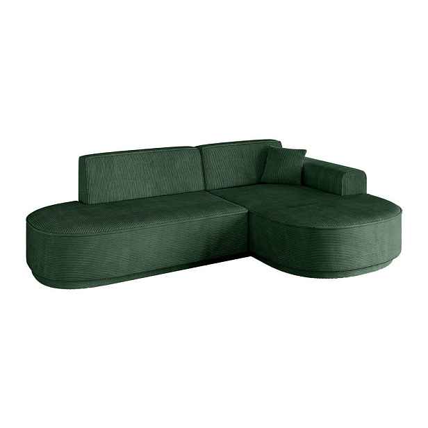 ALTDECOR ROHOVÁ SEDAČKA s otomanem, pravá MARI-L1-v3 243x171x83 Zelená Manšestr