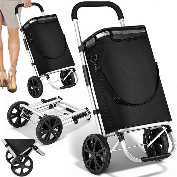 Ergonomický nákupní vozík 37 l s odnímatelnou taškou a ramenním popruhem