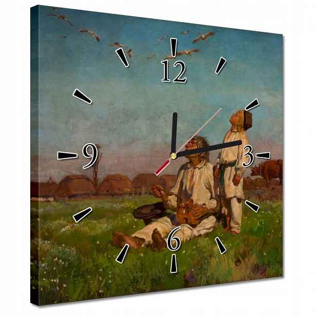 Hodiny 30x30 Józef Chełmoński Čápi