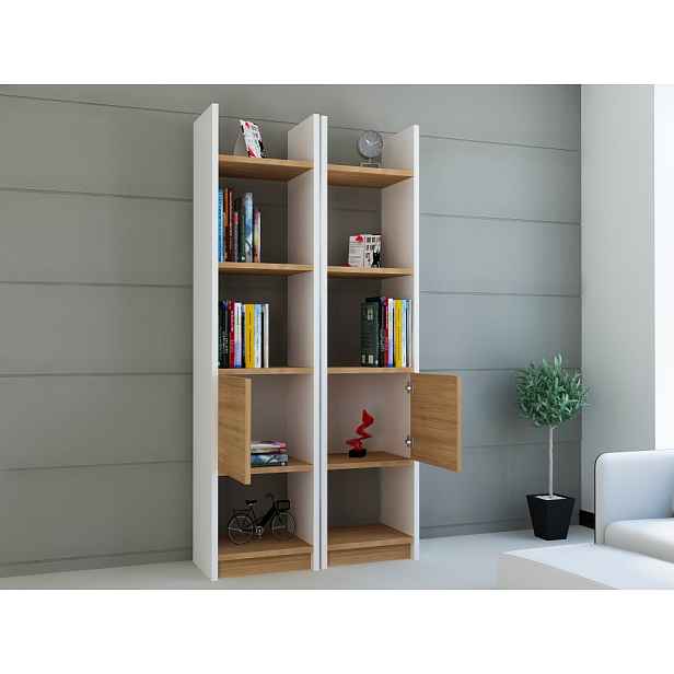Knihovna Esbi 102 - White, Teak