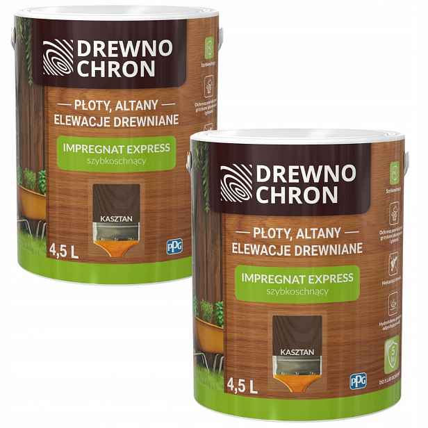 Set Drewnochron Express 2x4,5L Impregnat Na Dřevo Kaštan 9L