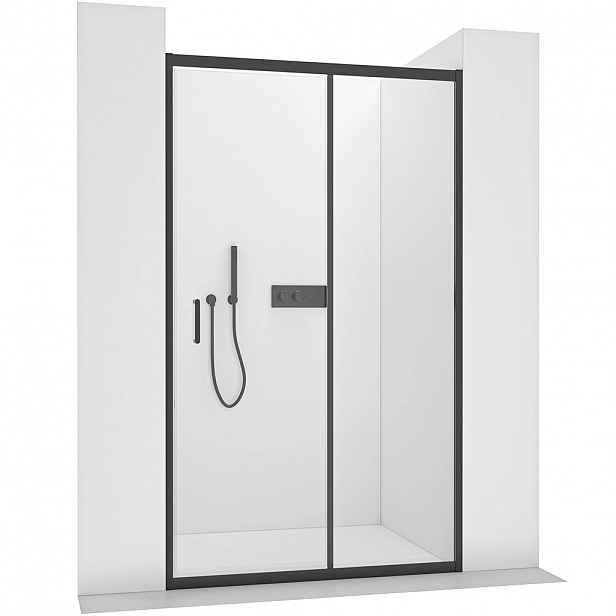 Sprchové posuvné dveře Orlano L/P - 5 mm - černá matná, transparentní sklo - 120x195 cm
