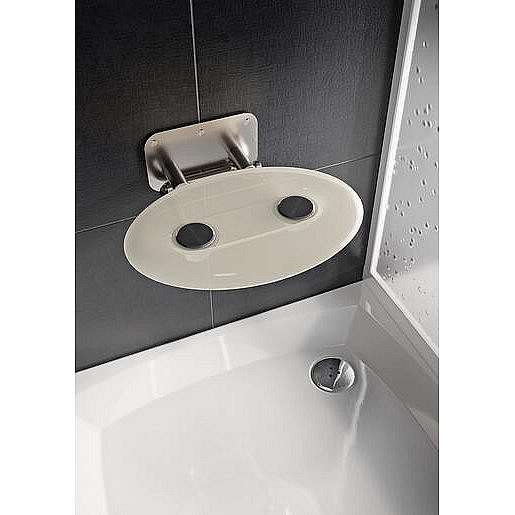Sprchové sedátko Ravak OVO P sklopné š. 41 cm průsvitně bílá B8F0000049