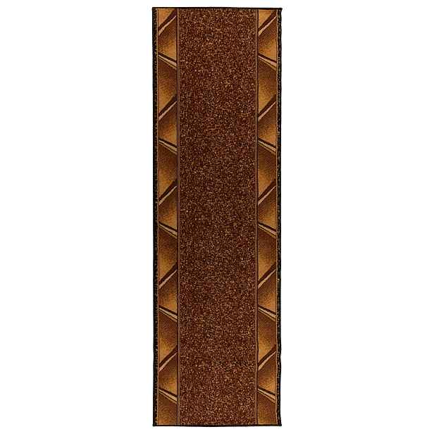vidaXL Běhoun FLORNES Tkaný Hnědá Zigzag 67 x 450 cm PP 7 mm