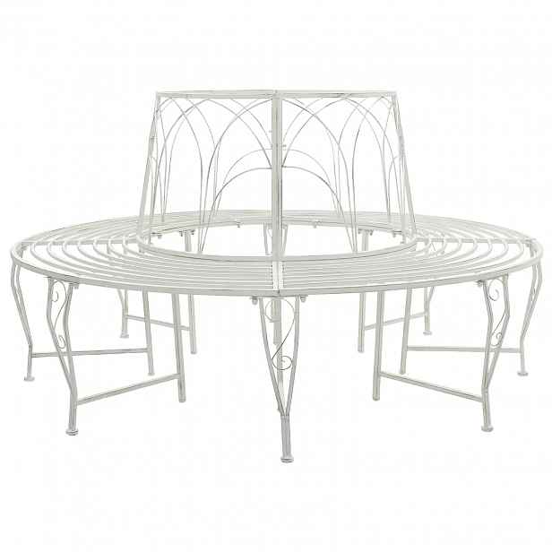 vidaXL Stromová lavička 8 -místná Ø 160 x 89 cm steel Antická bílá