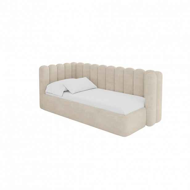 ALTDECOR JEDNOLŮŽKOVÁ POSTEL pro mládež s úložným prostorem, vpravo - HUGY 90x200 béžová