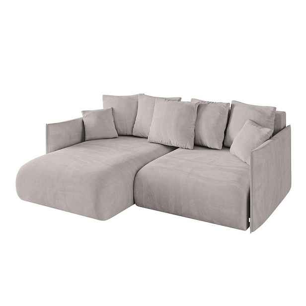 ALTDECOR ROHOVÁ SEDAČKA s funkcí spaní a otomanem, levá ONESK-L 216x177x72 Světle hnědá Velur