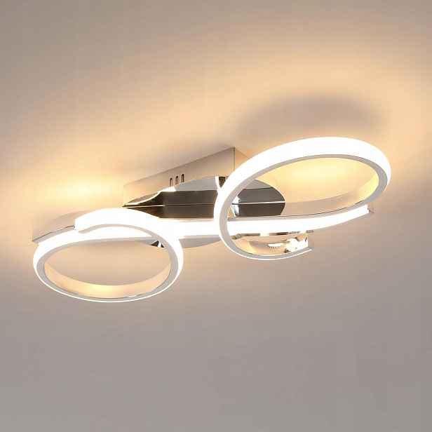 Led Stropní Svítidlo do Obýváku Přisazené Moderní Chrom 36W 4050LM 3000K