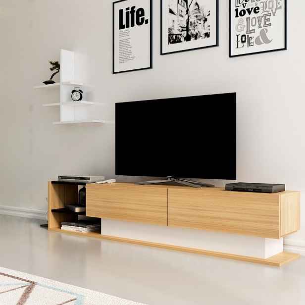 TV stěna / Sestava pod TV Liza - Teak, White