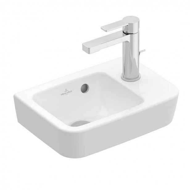 Villeroy & Boch O.novo - Umývátko Compact 36x25 cm, s přepadem, 1 otvor pro baterii vpravo, alpská bílá 43433601