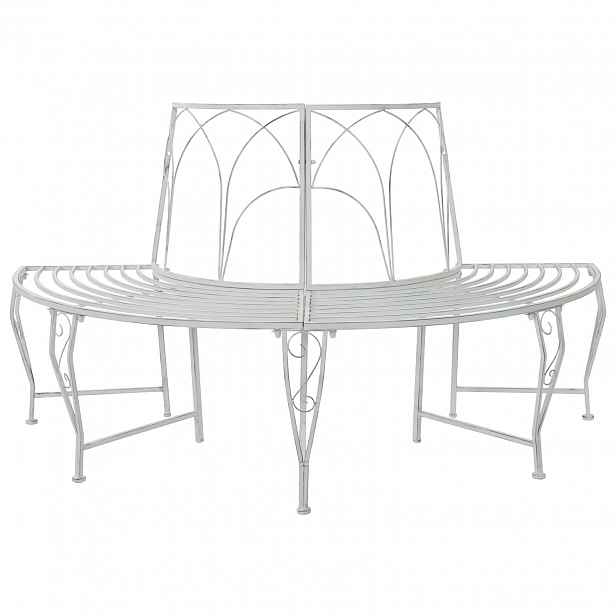 vidaXL Stromová lavička 4 -místná 160 x 80 x 89 cm steel Antická bílá