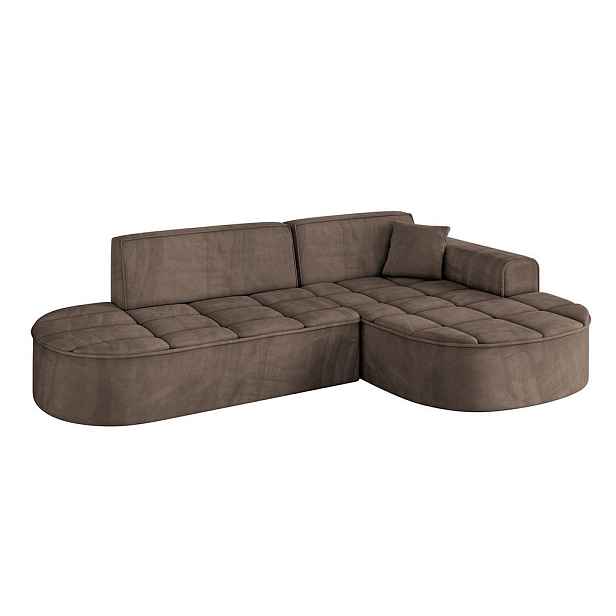 ALTDECOR ROHOVÁ SEDAČKA s otomanem, pravá TARO-L1 243x171x79,5 Hnědá Velur