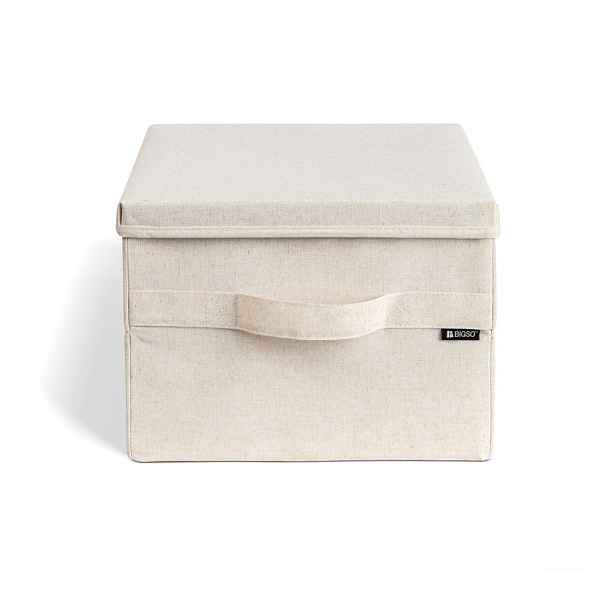 Béžový látkový úložný box s víkem 31x41x22 cm Soft Storage Medium – Bigso