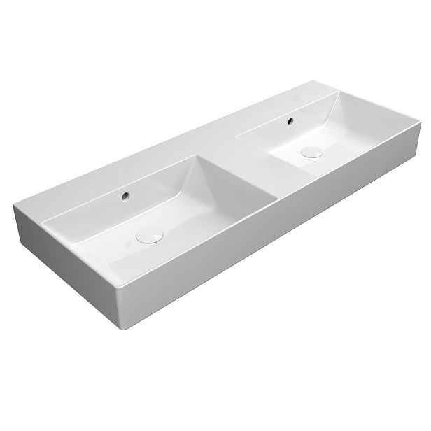 GSI KUBE X keramické dvojumyvadlo 120x47cm, bez otvoru, bílá ExtraGlaze