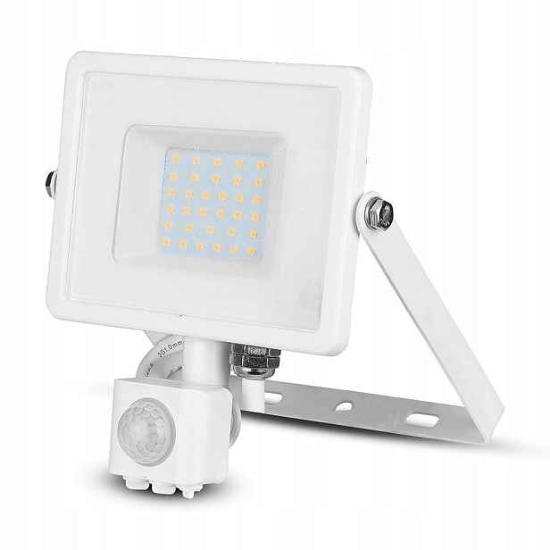 V-tac Led reflektor 30W Samsung Snímač pohybu Bílý Studený IP65
