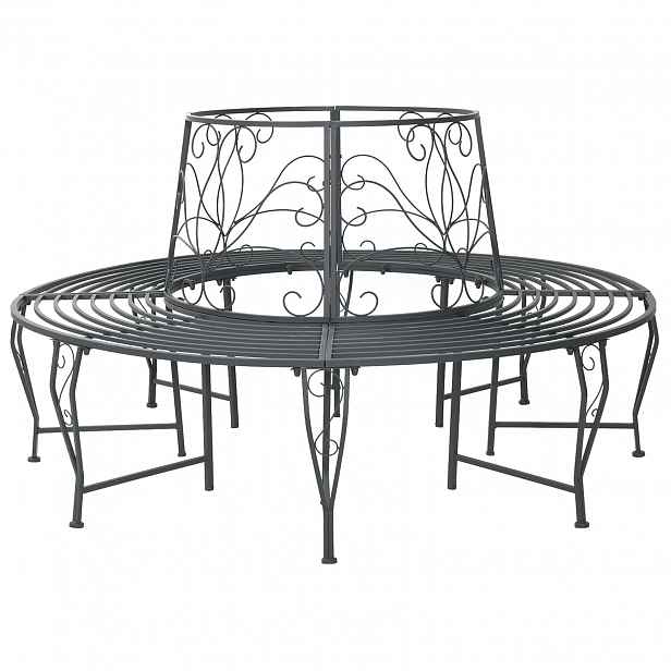 vidaXL Stromová lavička 8 -místná Ø 160 x 89 cm steel Stříbrně šedá