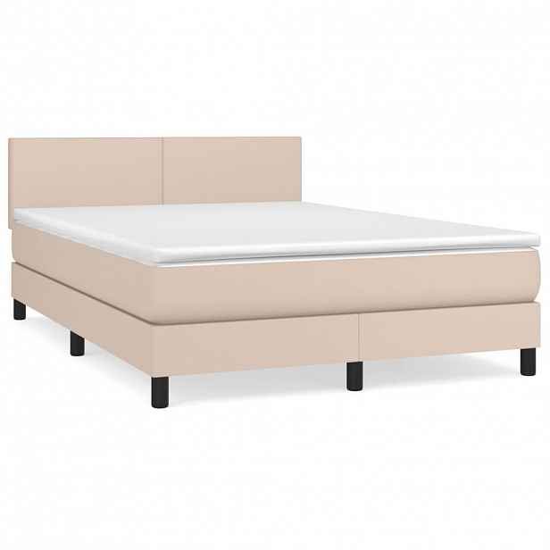 vidaXL Box spring postel s matrací cappuccino 140x200 cm umělá kůže