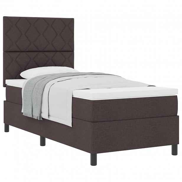 vidaXL Postel s boxspringem s čelo Tmavě hnědá 90 x 190 cm textil