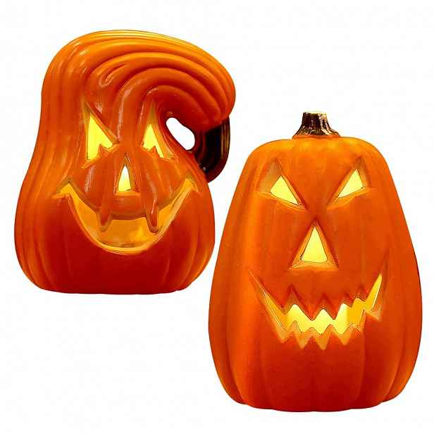 Halloweenské Ledové Dýně Svítící Lucerny 2 Ks Dekorace Zahradního Stolu