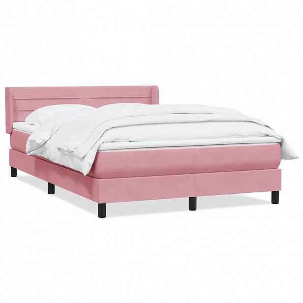 vidaXL Box spring postel s matrací růžová 160x210 cm samet