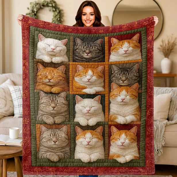 Deka deka barevná přehoz Kočky kočka kočičky koláž ala patchwork 150x200 cm