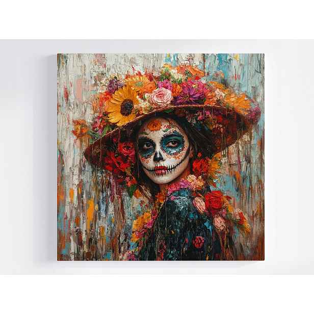 Obraz Na Plátně Canvas Portrét La Catrina Santa Muerte Folk Mexiko 50x50