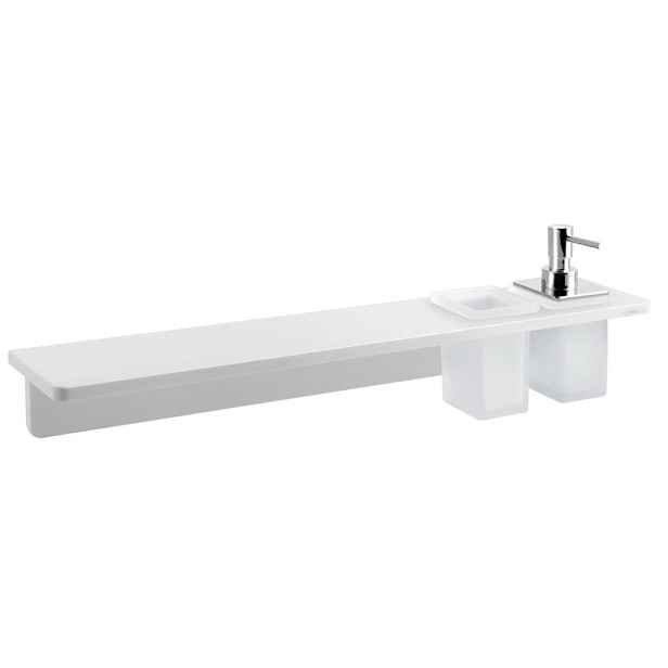 SAPHO - ABELINE polička, sklenka + dávkovač/chrom, 600, rockstone, bílá mat AE602-0101-02