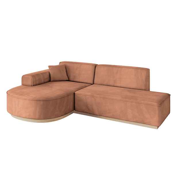 ALTDECOR ROHOVÁ SEDAČKA s otomanem, levá ARRIO-L1 243x171x83 Meruňková Velur