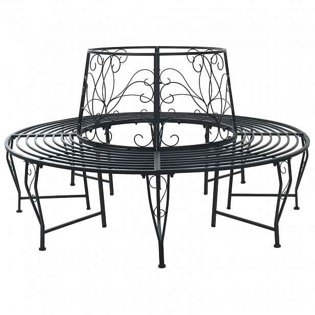 vidaXL Stromová lavička 8 -místná Ø 160 x 89 cm steel Černá Kulatý