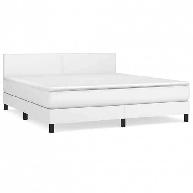 vidaXL Box spring postel s matrací bílá 160x200 cm umělá kůže