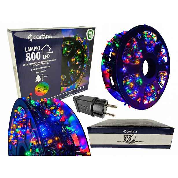 Vánoční Osvětlení Na Stromeček Na Cívce 800 Led, Programátor, Venkovní, Multi, 41,5 M, IP44
