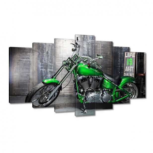 Obrazy 140x80 Zelený chopper Motocykl