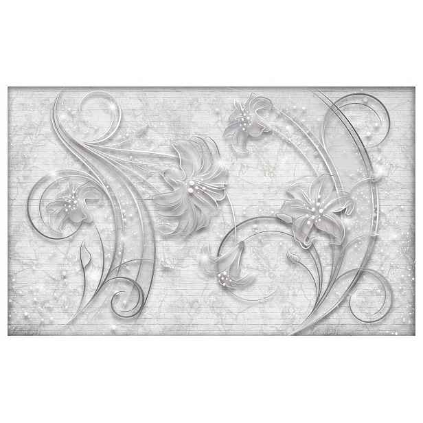 Fototapeta Květiny 3D abstrakce šedo-bílá elegantní 300x210 lepidlo
