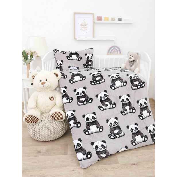 MKLuzkoviny.cz Povlečení mikroplyš do postýlky Exclusive - Panda- 100 × 135 cm - 40 x 60 cm