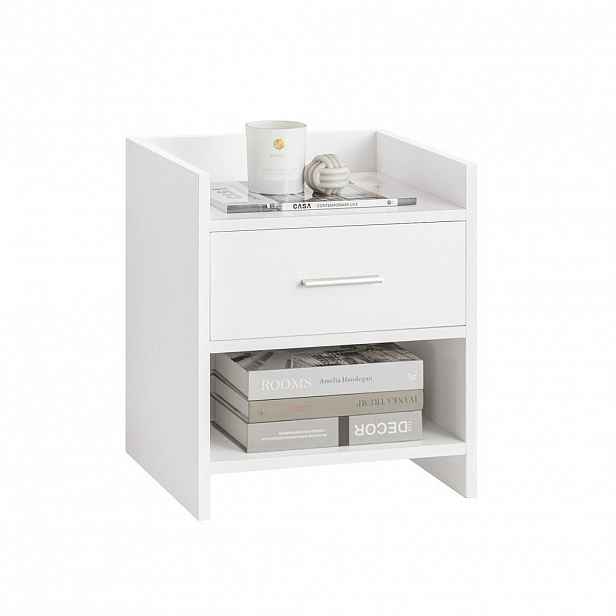 SoBuy NOČNÍ STOLEK s jedním zásuvkou Bílá 38x35x45cm Minimalistický