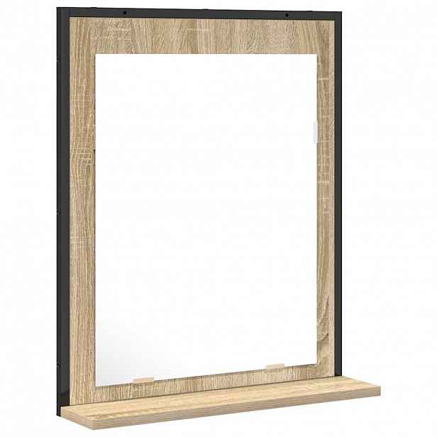 vidaXL Koupelnové zrcadlo s policí Nástěnný Černá 50 x 12 x 60 cm