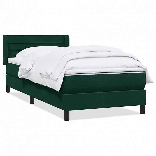 vidaXL Box spring postel s matrací tmavě zelená 80x220 cm samet