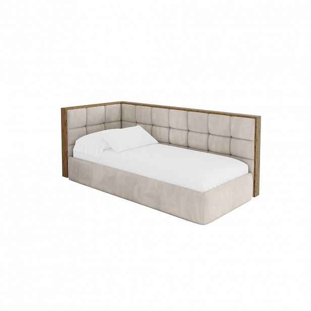 ALTDECOR JEDNOLŮŽKOVÁ POSTEL pro mládež s úložným prostorem, vpravo - SOVY 90x200 béžová