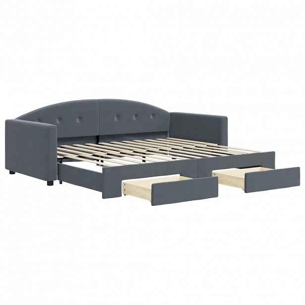 vidaXL Válenda s přistýlkou a zásuvkami tmavě šedá 90 x 200 cm samet