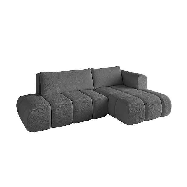 ALTDECOR ROHOVÁ SEDAČKA s funkcí spaní a otomanem, pravá CLOUD-L 280x185x90 Šedá Buklé