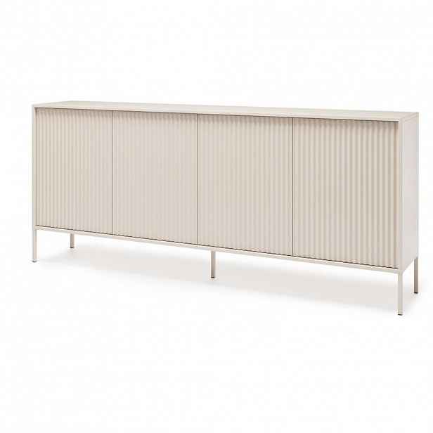Beautysofa KOMODA Noto se 4 dvířky a drážkovanými čely, 200 cm