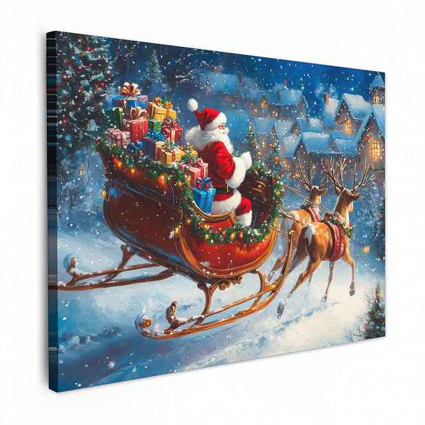 MuchoWow OBRAZ NA PLÁTNĚ Otec Vánoc - sobi - Vánoce - sníh 80x60 cm