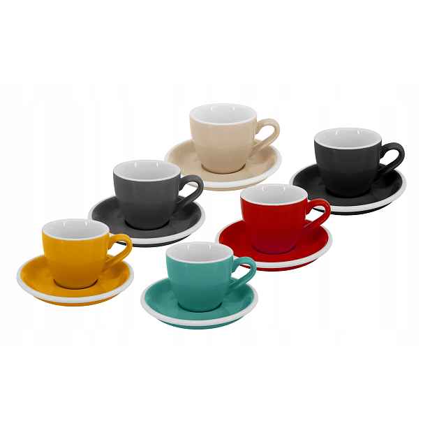 Set 6 ks Presso šálek s podšálkem Roma, 75 ml, mix barev