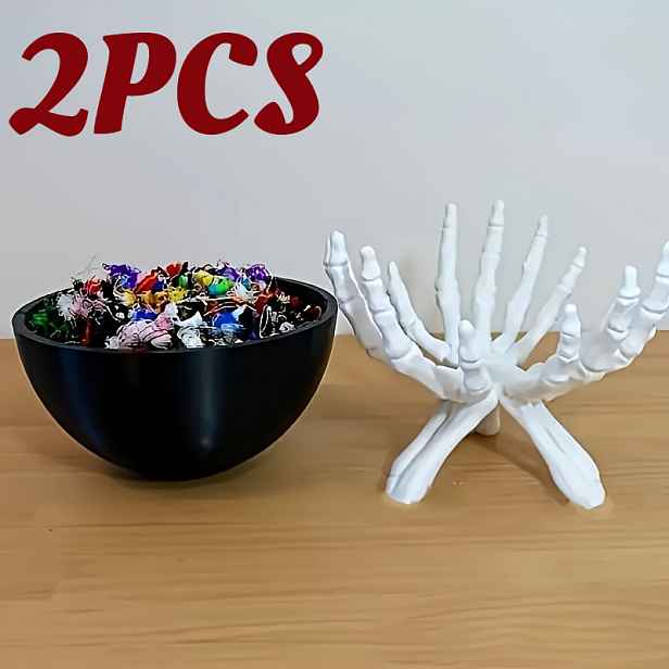 TEMU 2 ks Personalizované úložné misky ve tvaru kostry, odnímatelný design, stolní dekorace pro uložení drobných předmětů, halloweenská dekorace (bez