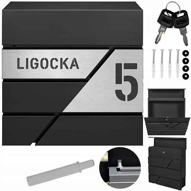 Antracitová Poštovní Schránka Modern Na Dopisy S Laminátem, Velká Adresa